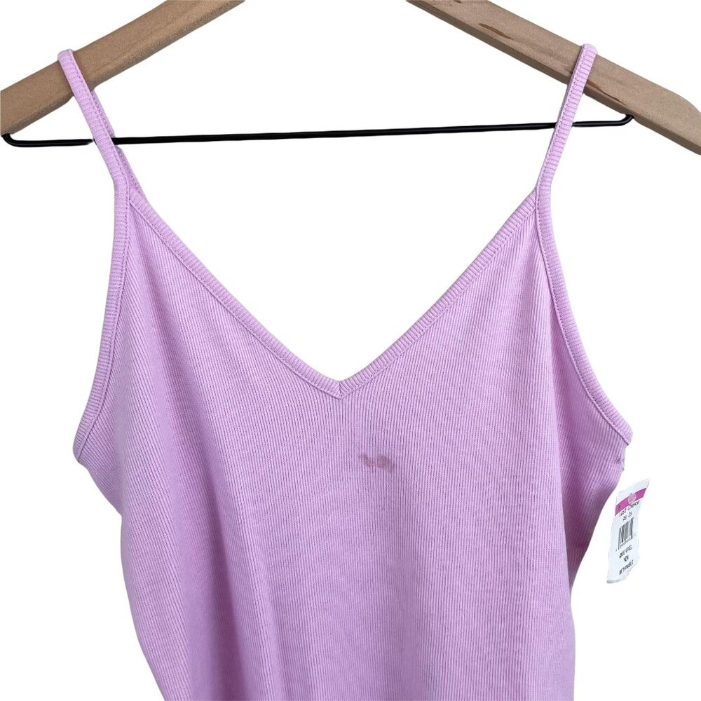 bp Nordstrom lavender pink bouquet v-neck ribbed thong tank top bodysuit medium - Picture 6 of 12
